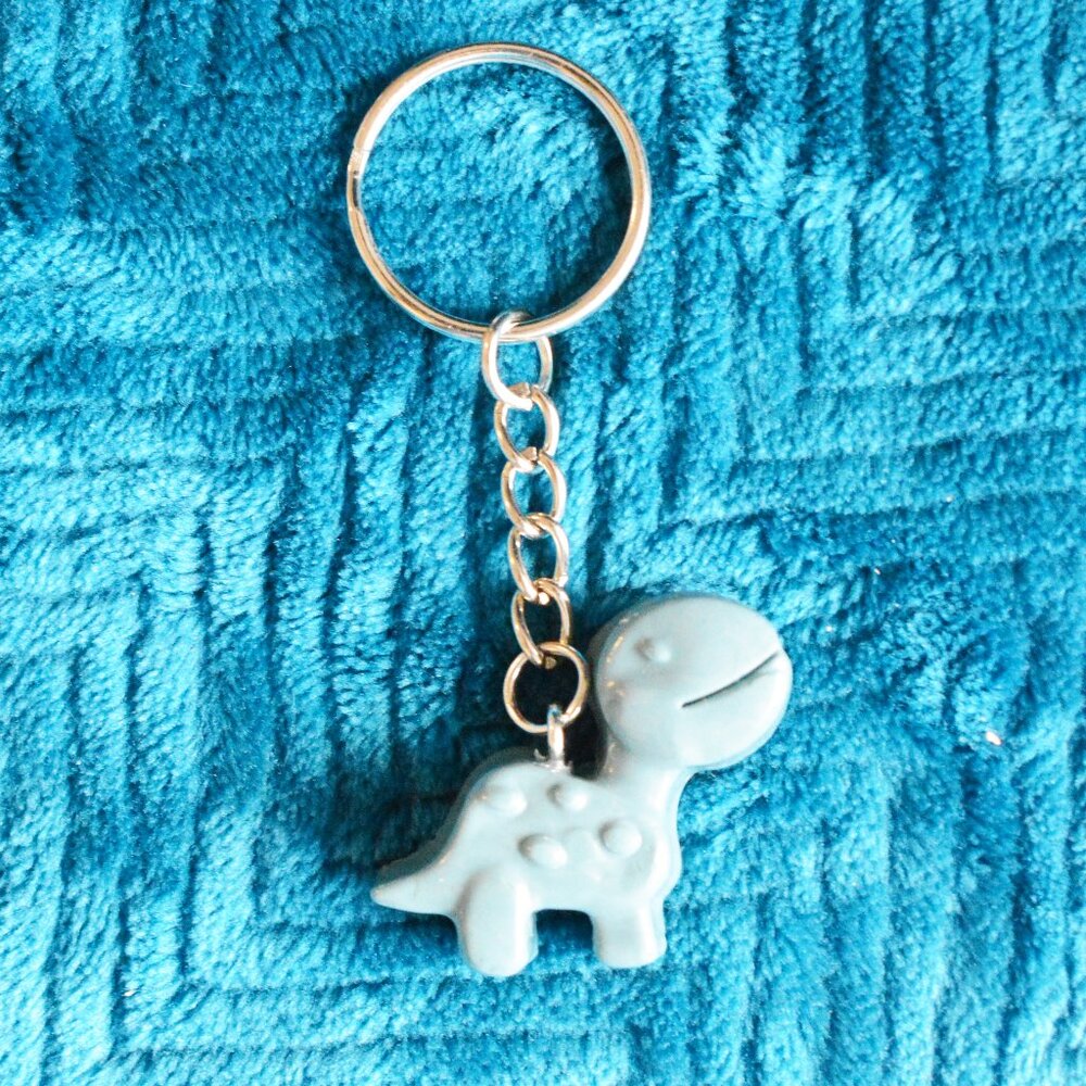 Handmade Brachiosaurus Dinosaur Keychain Recycled Accessory